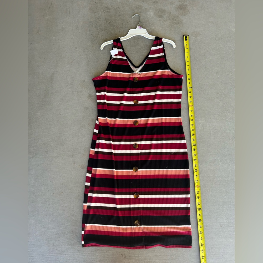Striped Maxi Dress - Red, Black, Pink